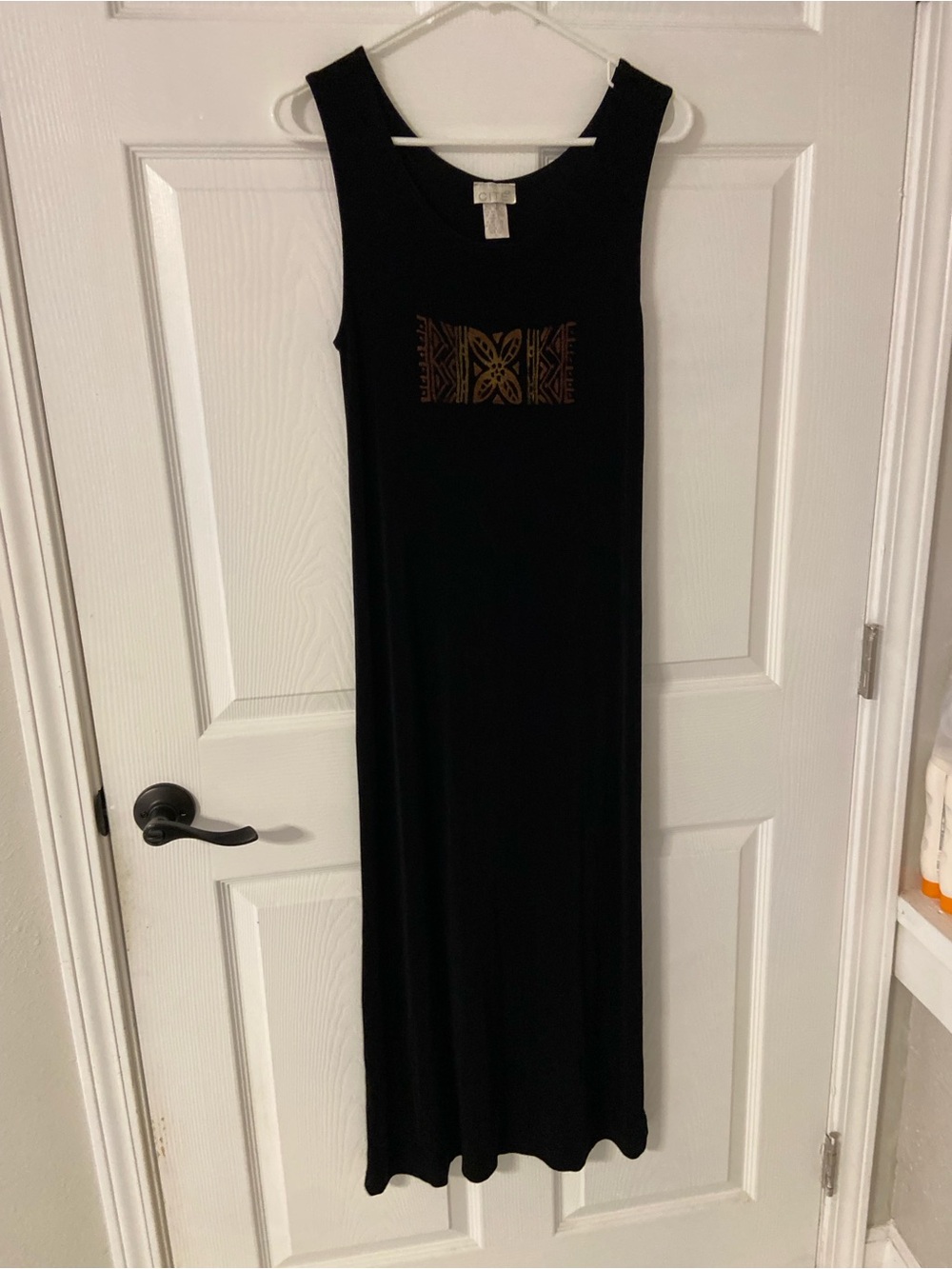 T39- CITE Black Knit ETHNIC Tank Dress